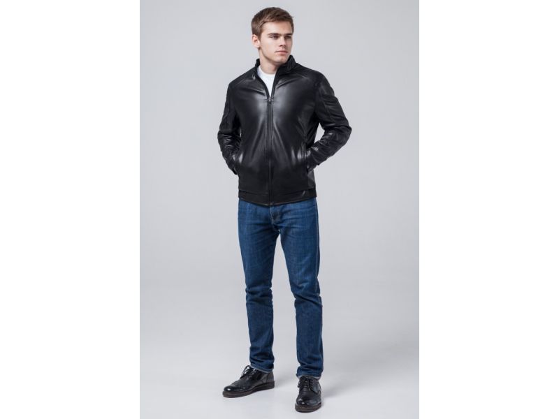 Короткая черная куртка осенне-весенняя молодежная мужская модель 1588, фото 2