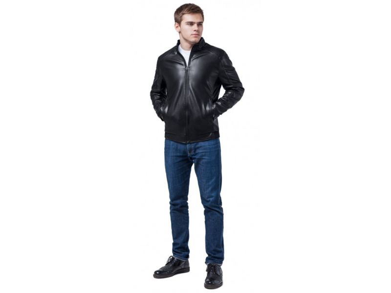 Короткая черная куртка осенне-весенняя молодежная мужская модель 1588, фото 1