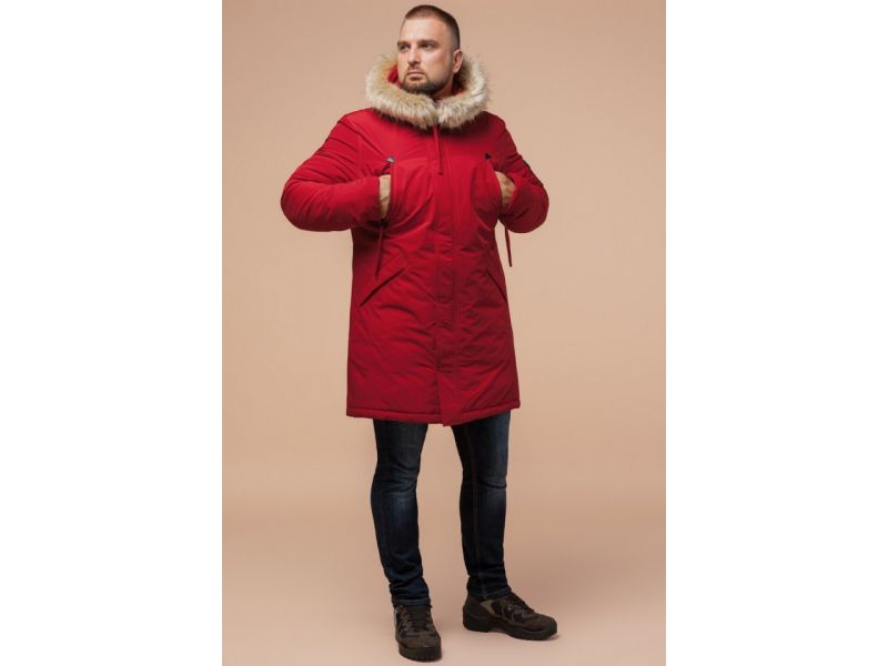 Красная парка зимняя мужская модель 13475, фото 1