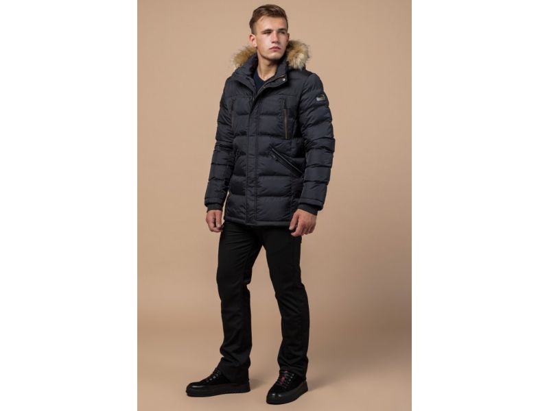 Зимняя графитовая мужская куртка модель 31042, фото 2