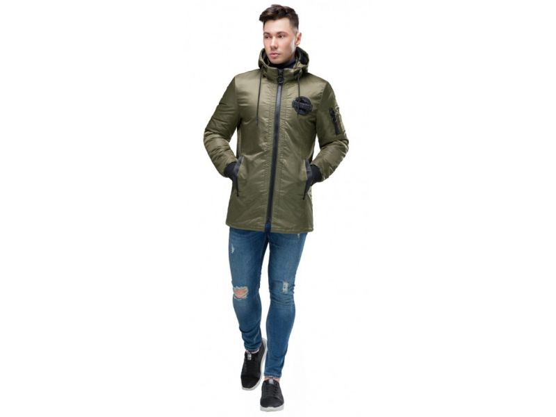Парка цвета хаки молодежная мужская осенне-весенняя модель 19740, фото 1