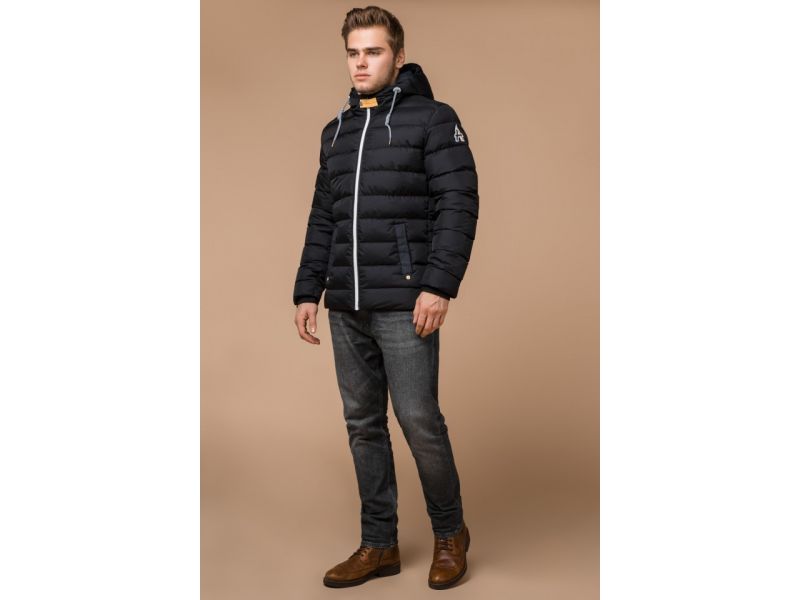 Теплая мужская зимняя куртка цвет черный-желтый модель 35228, фото 1