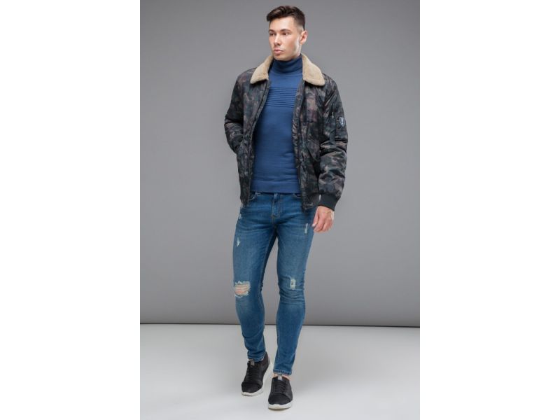 Темно-серый молодежный бомбер мужской осенне-весенний модель 38666, фото 1