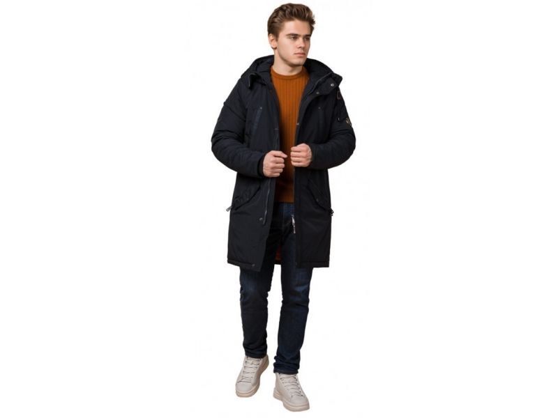 Мужская черно-синяя парка на зиму модель 13620, фото 1