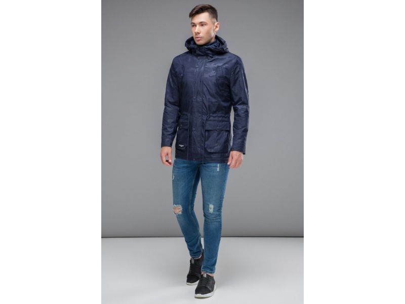 Темно-синяя куртка 2 в 1 осенне-весенняя молодежная мужская модель 12121, фото 1