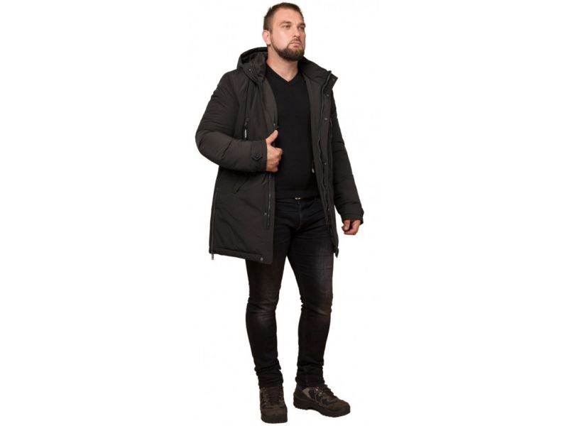 Коричневая парка мужская зимняя с капюшоном модель 19058, фото 1