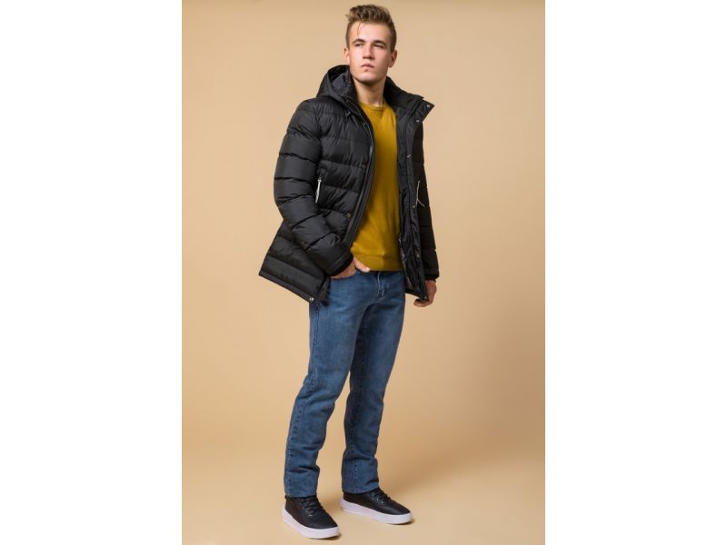 Зимняя теплая куртка графитового цвета мужская модель 37533, фото 2