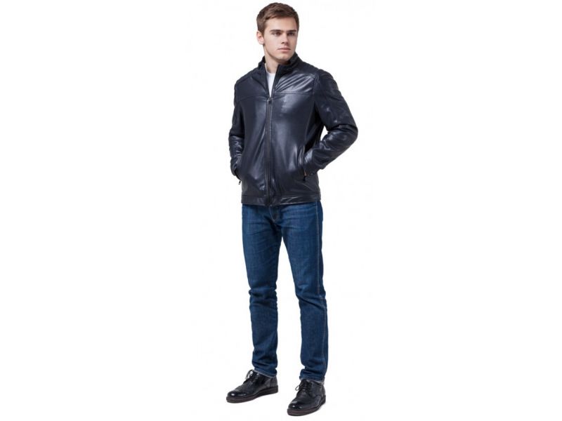 Мужская осенне-весенняя молодежная куртка темно-синяя модель 4834, фото 1