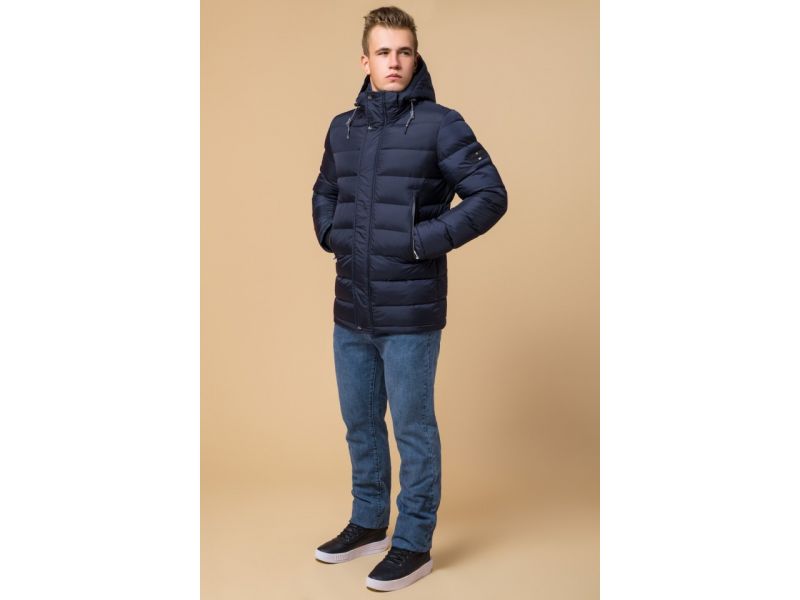 Зимняя практичная куртка сине-черная мужская модель 37533, фото 2