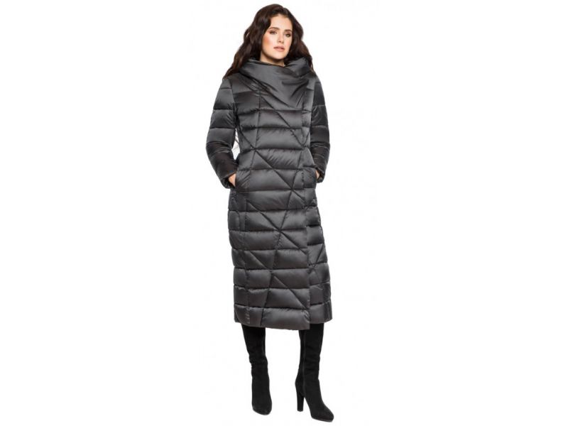 Графитовый женский воздуховик на зиму модель 31058, фото 1
