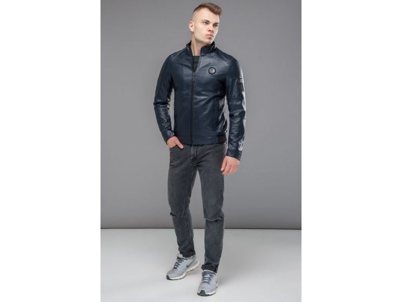 Темно-синяя мужская молодежная куртка непромокаемая осенне-весенняя модель 43663, фото 1