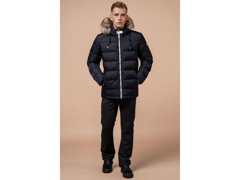 Зимняя мужская куртка цвет темно-синий-белый модель 38268, фото 2