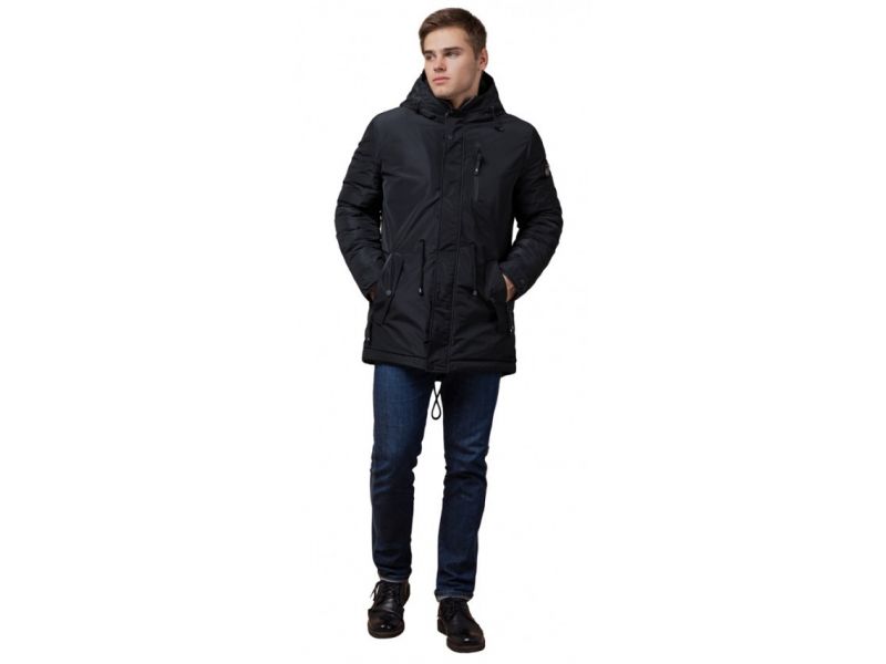 Парка черная зимняя мужская с водозащитным покрытием модель 49720, фото 1