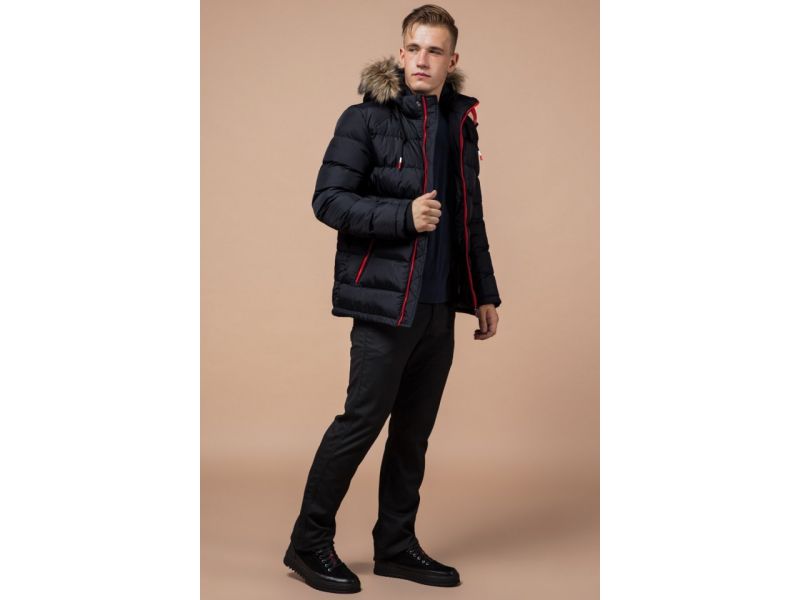 Мужская куртка темно-сине-красная зимняя модель 38268, фото 2