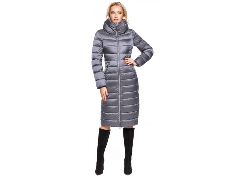 Жемчужно-серый зимний воздуховик женский модель 31074, фото 1