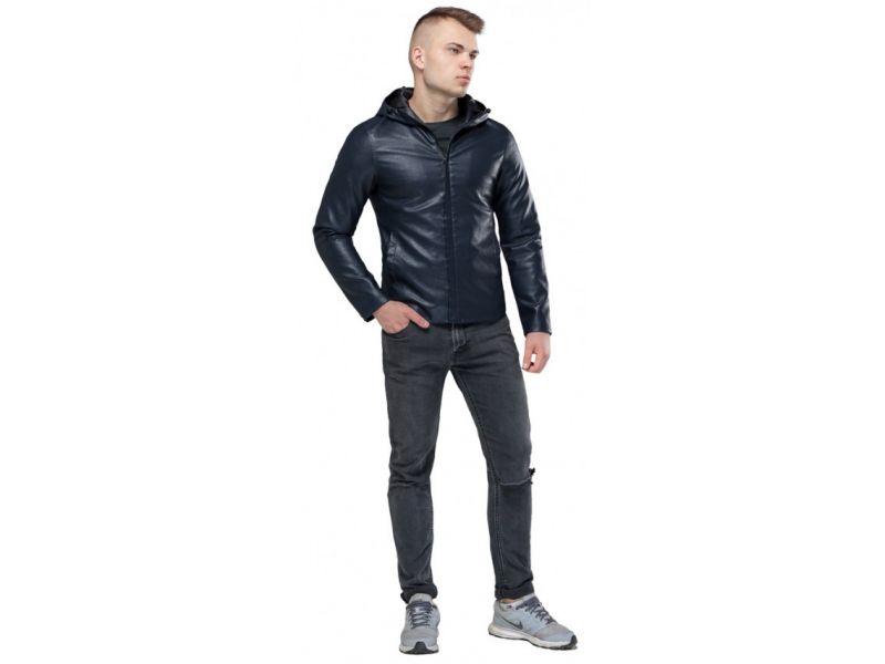 Короткая темно-синяя куртка осенне-весенняя молодежная модель 15353, фото 1