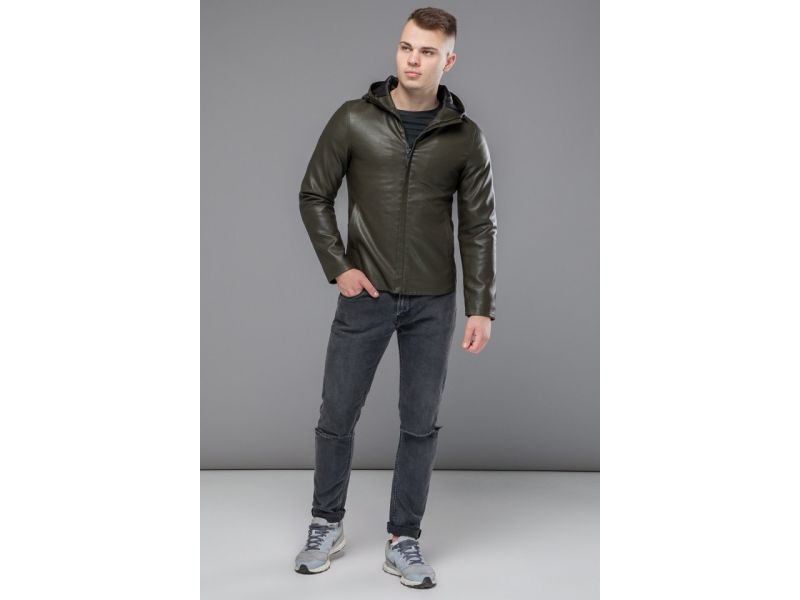 Куртка молодежная цвета хаки осенне-весенняя мужская модель 15353, фото 1