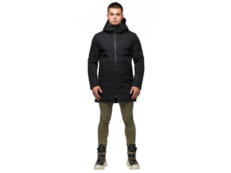 Черная парка осенне-весенняя мужская молодежная модель 25650, фото 1