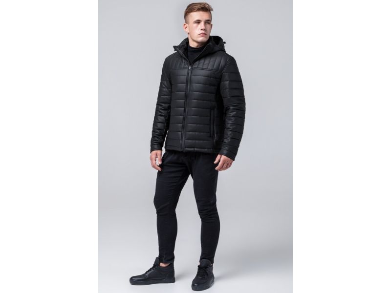 Черная молодежная непромокаемая куртка для мужчин осенне-весенняя модель 3357, фото 2