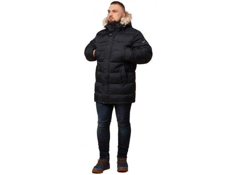 Мужская куртка большого размера графитового цвета на зиму модель 37762, фото 1
