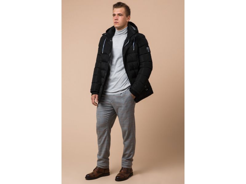 Стильная мужская куртка зимняя черная модель 38828, фото 1