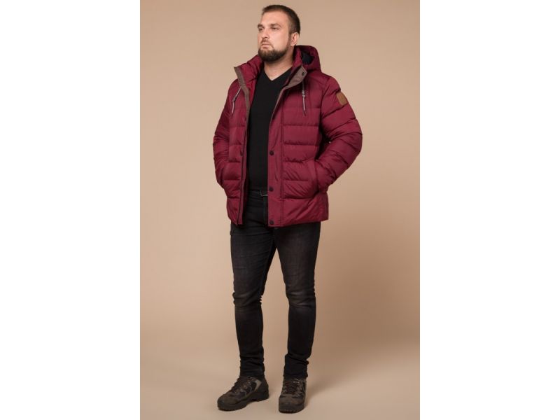 Мужская бордовая куртка с карманами зимняя модель 46215, фото 2