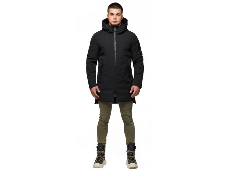 Парка мужская осенне-весенняя молодежная черная модель 25740, фото 1