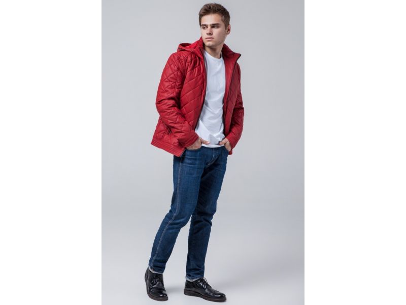 Красная мужская куртка осенне-весенняя молодежная модель 2072, фото 2