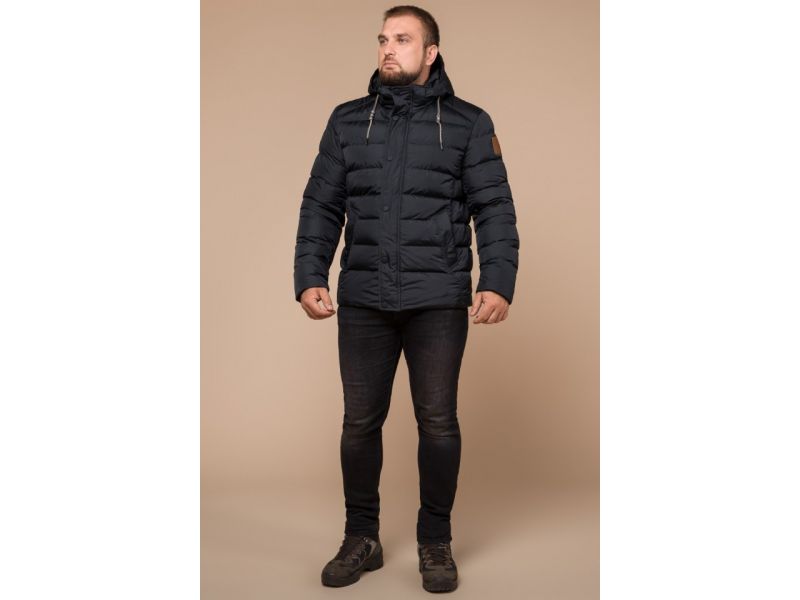 Мужская куртка с капюшоном графитовая зимняя модель 46215, фото 1