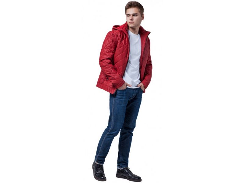 Красная мужская куртка осенне-весенняя молодежная модель 2072, фото 1