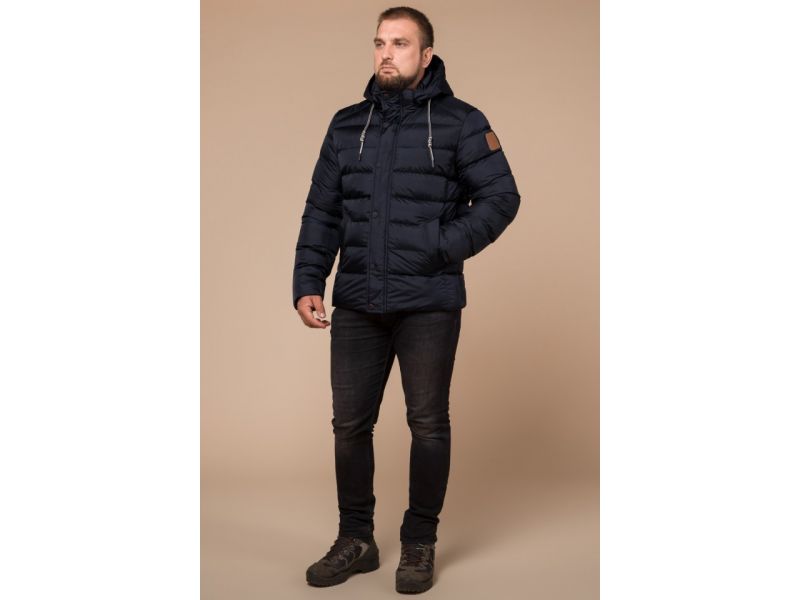 Мужская зимняя сине-черная куртка на молнии модель 46215, фото 2