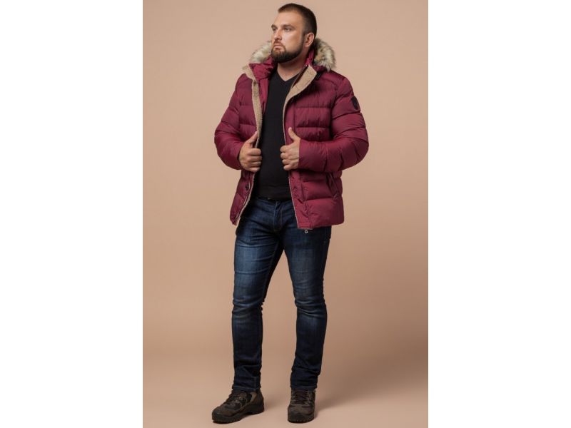 Куртка мужская зимняя оригинальная цвет бордовый модель 12149, фото 1