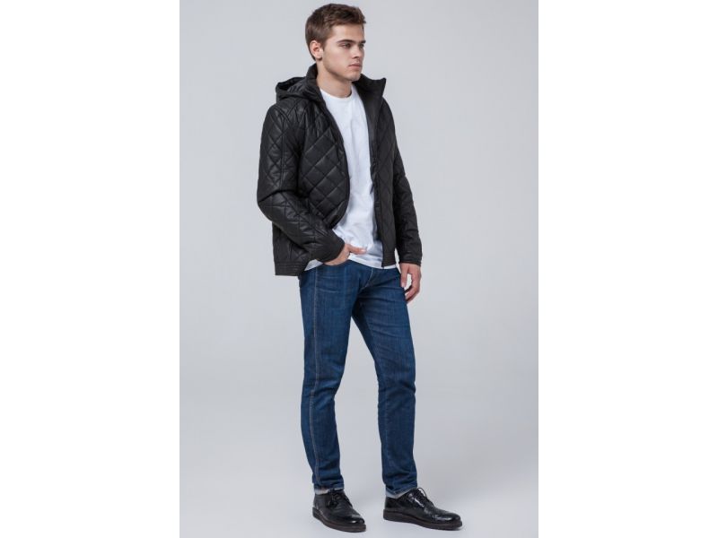 Осенне-весенняя молодежная куртка черная мужская модель 2072, фото 1