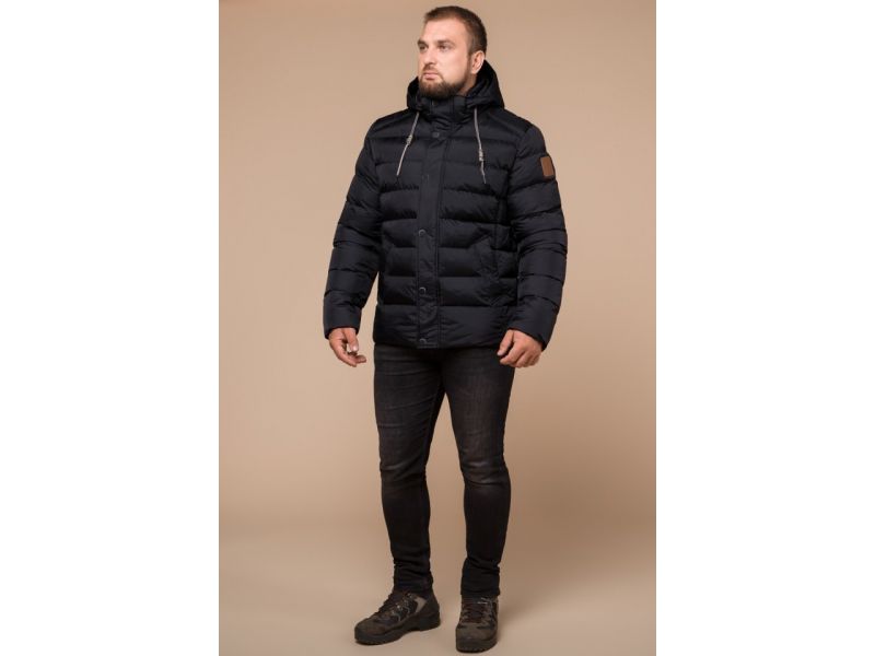 Износостойкая мужская куртка черная зимняя модель 46215, фото 2