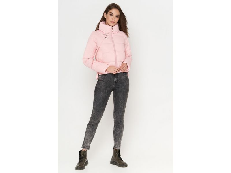 Молодежный осенне-весенний пуховик женский цвет пудра модель 25222, фото 1