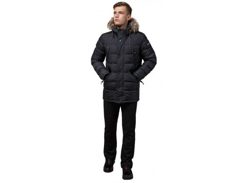 Куртка высокого качества графитовая для мужчин на зиму модель 15335, фото 1