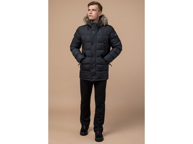 Куртка высокого качества графитовая для мужчин на зиму модель 15335, фото 2