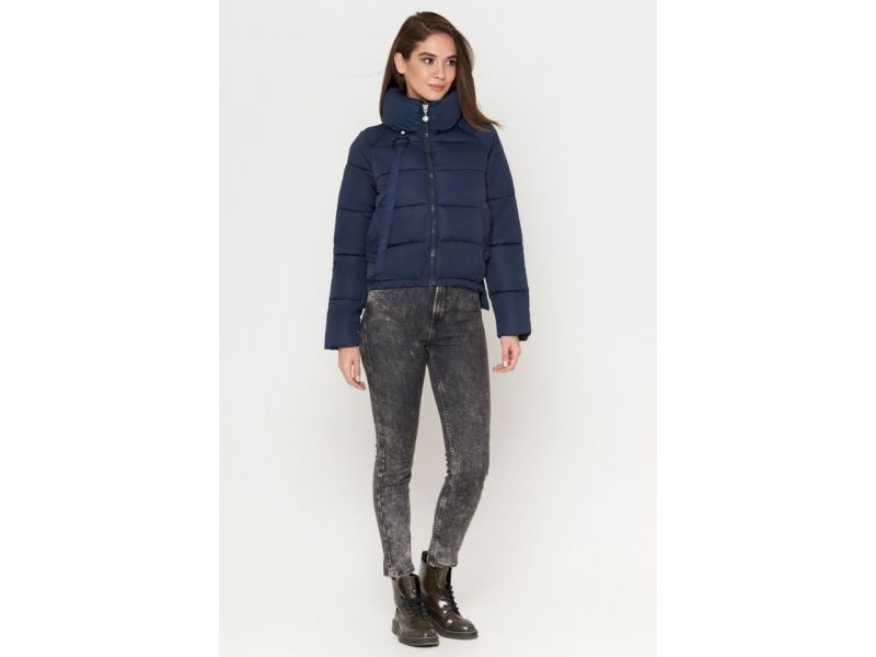 Молодежный синий женский пуховик осенне-весенний модель 25222, фото 1