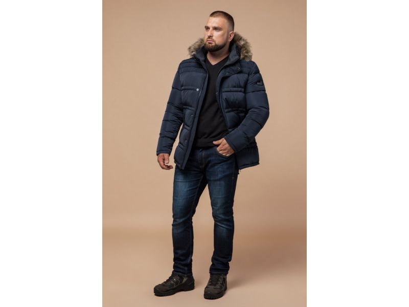 Зимняя куртка большого размера мужская цвет светло-синий модель 1365, фото 1