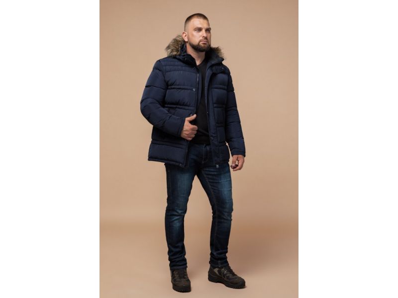 Зимняя куртка большого размера синяя для мужчин модель 1365, фото 1