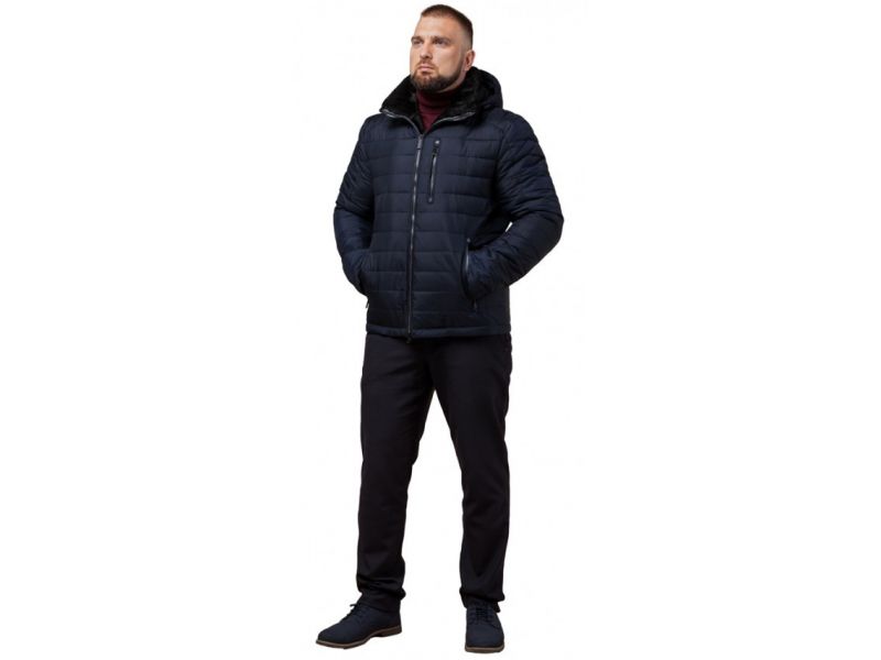 Зимняя удобная мужская куртка цвет темно-синий модель 17WM20, фото 1