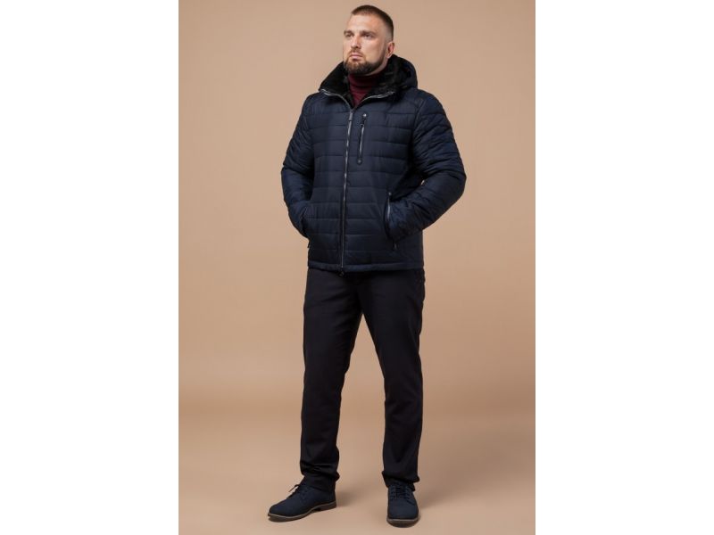 Зимняя удобная мужская куртка цвет темно-синий модель 17WM20, фото 2