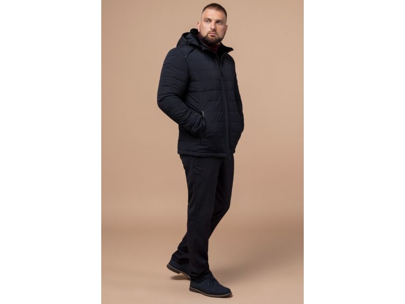 Зимняя черно-синяя комфортная мужская куртка модель TCX1001, фото 2