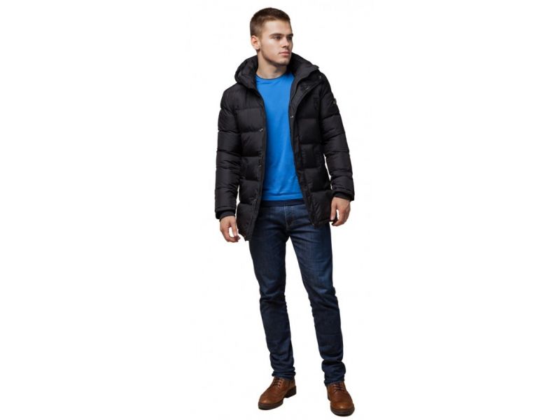 Куртка черного цвета мужская фирменная на зиму модель 15412, фото 1