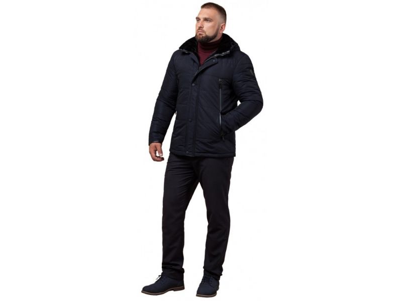 Мужская куртка темно-синего цвета зимняя теплая модель TCX1009, фото 1