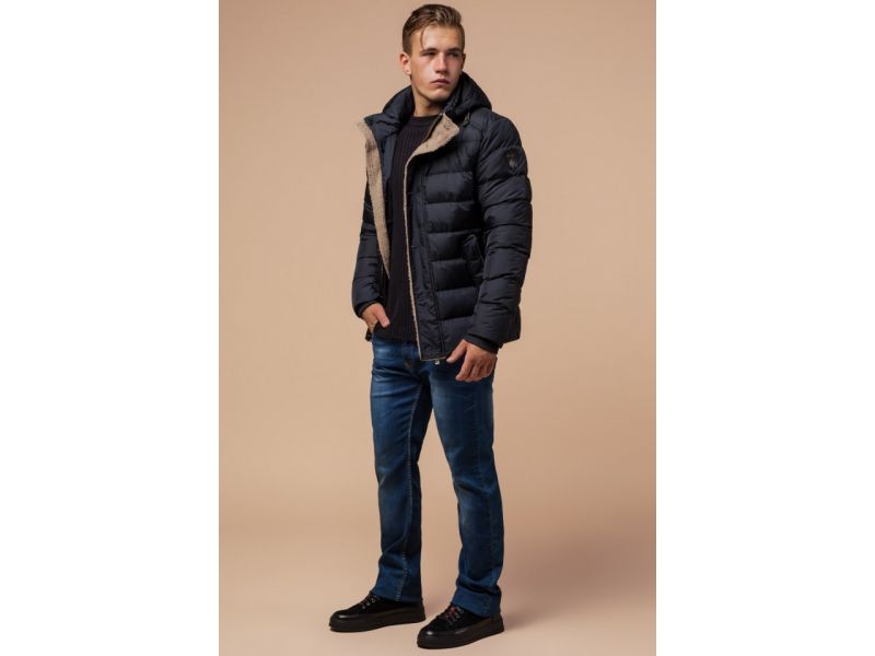 Куртка зимняя теплая мужская цвет сине-черный модель 20849, фото 2