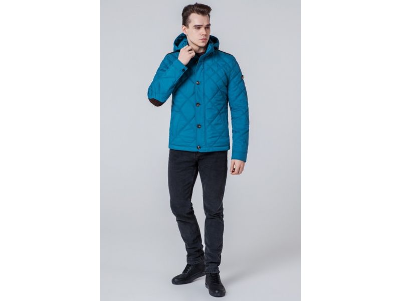 Бирюзовая ветровка с прочной фурнитурой мужская осенне-весенняя модель 1268, фото 2