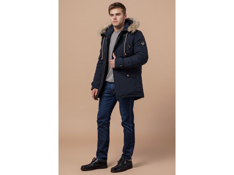 Парка мужская прямого кроя зимняя цвет синий модель 38950, фото 1