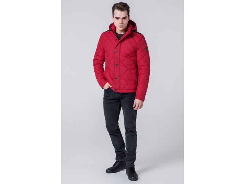 Яркая красная осенне-весенняя ветровка мужская модель 1268, фото 2