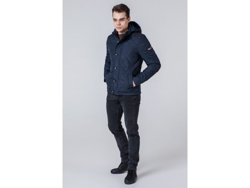 Осенне-весенняя ветровка синяя на молнии мужская модель 1268, фото 1